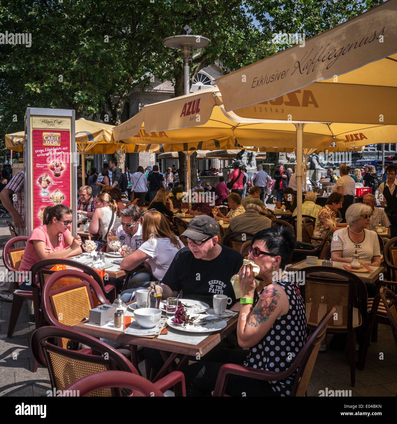 Hamburg, street restaurant on a sunny day Stock Photo