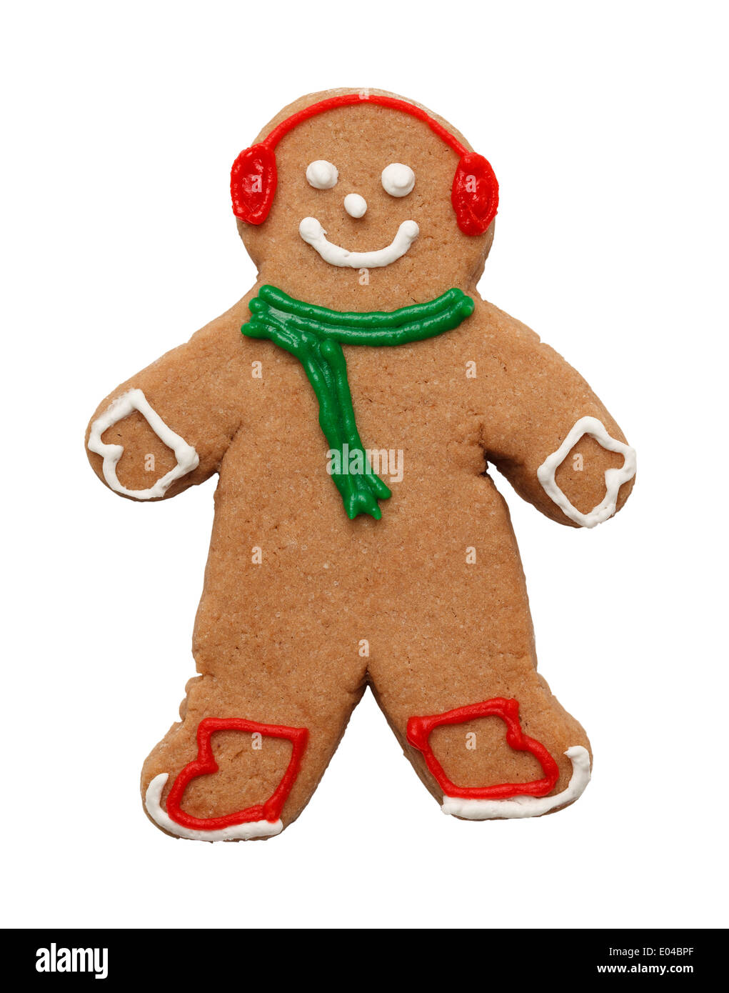 Gingerbread Cookie With Winter Christmas Descoration Isolated on White Background. Stock Photo