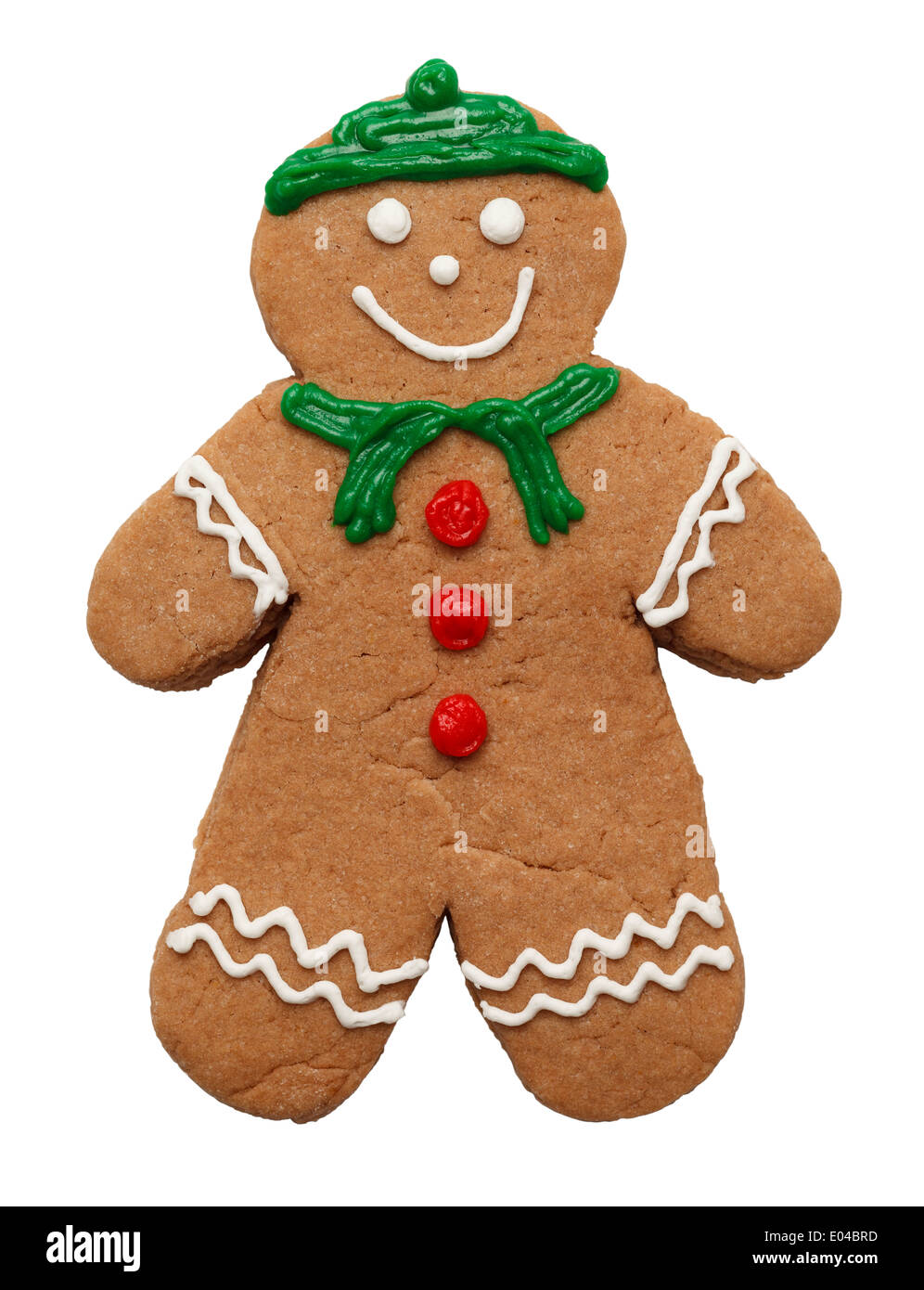 Gingerbread Cookie With Winter Christmas Descoration Isolated on White Background. Stock Photo