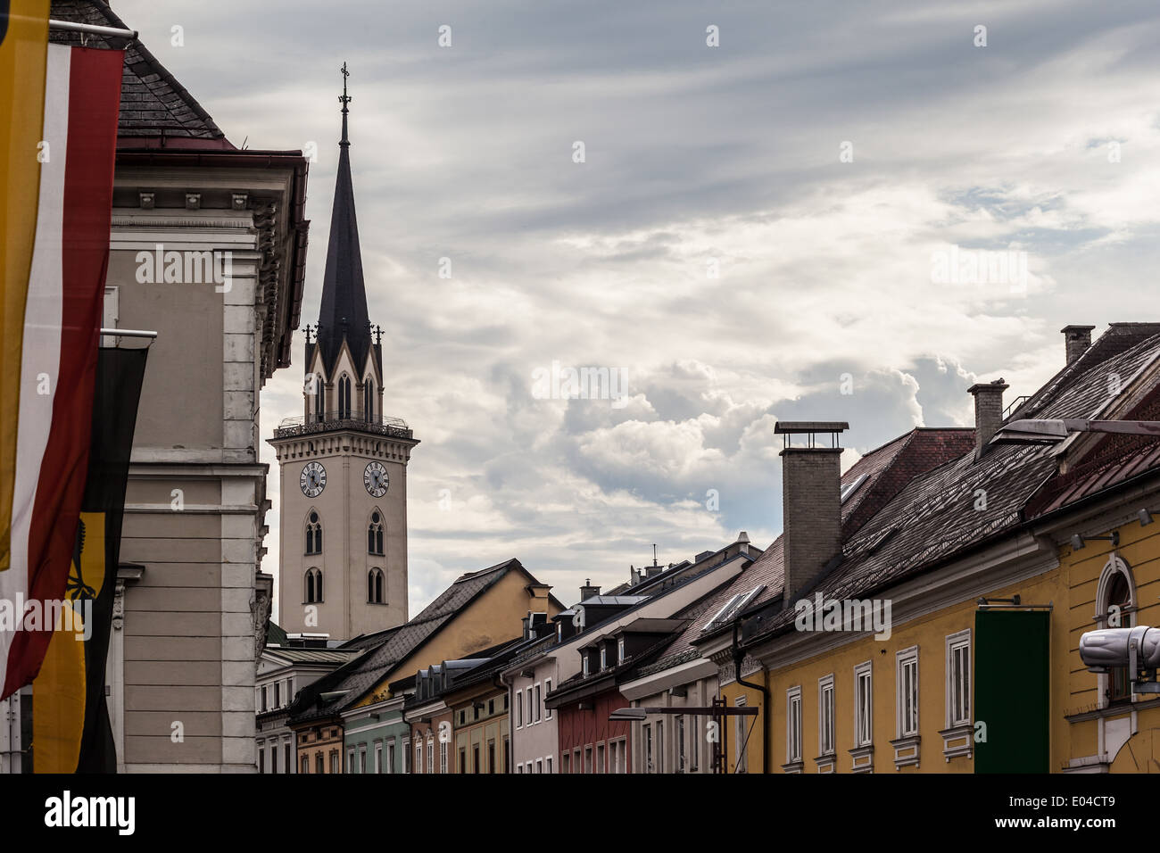 panoramic view of a city in Carinthia, Austria named Villach Stock Photo