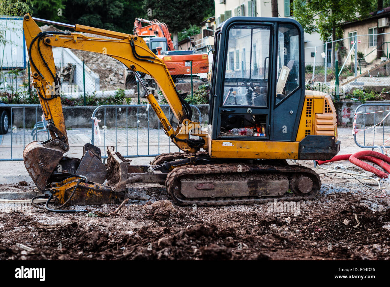 a dirty and grunge earth mover in a construction site Stock Photo