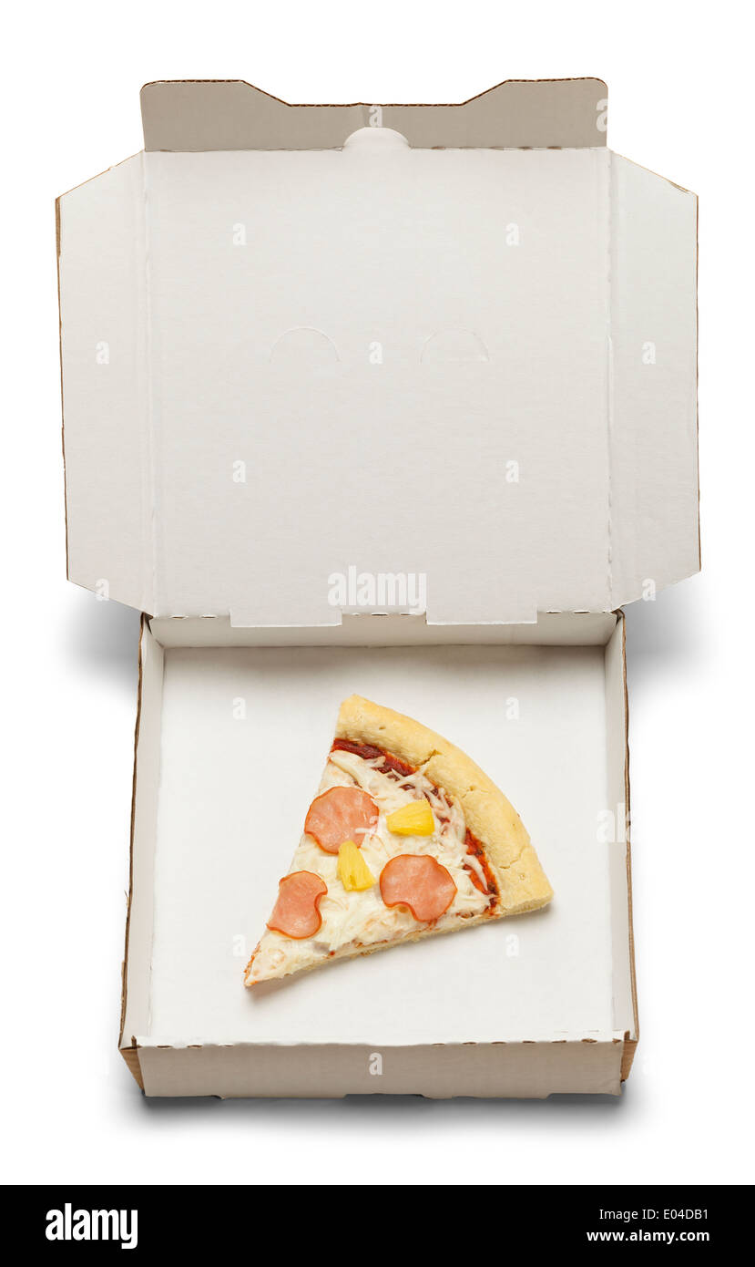 A person showing an open pizza box isolated over white back ground Stock  Photo - Alamy