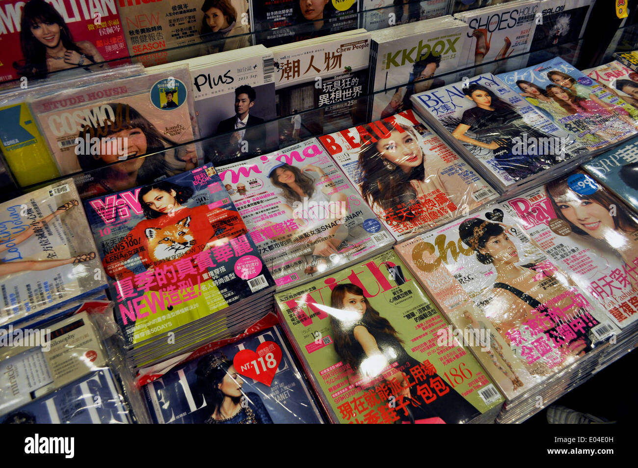 Exported Japanese culture.Bookshelf of Magazines.Book store, Taipei