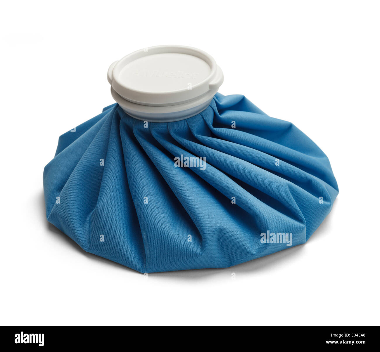 Blue Ice Bag with Cap Isolated on White Background. Stock Photo