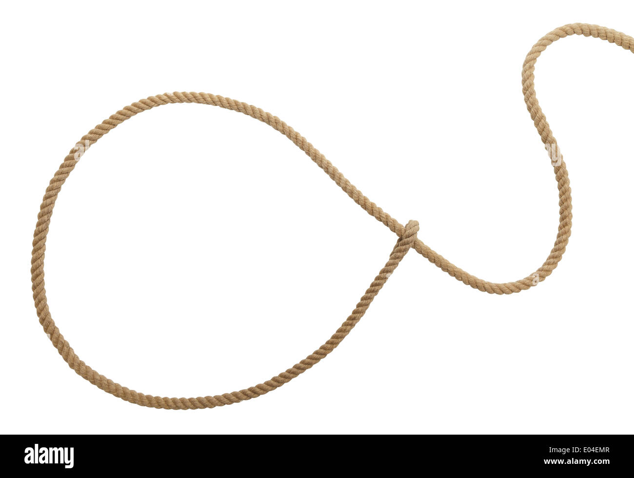 Brown Western Cowboy Lasso Rope Isolated on White Background. Stock Photo