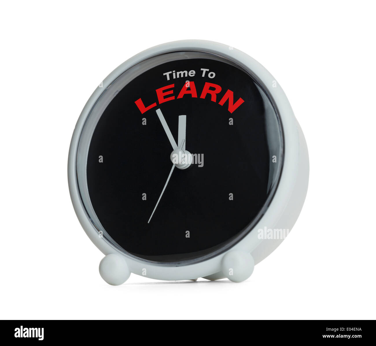 Desk Clock with Time to Learn on it Isolated on White Background. Stock Photo