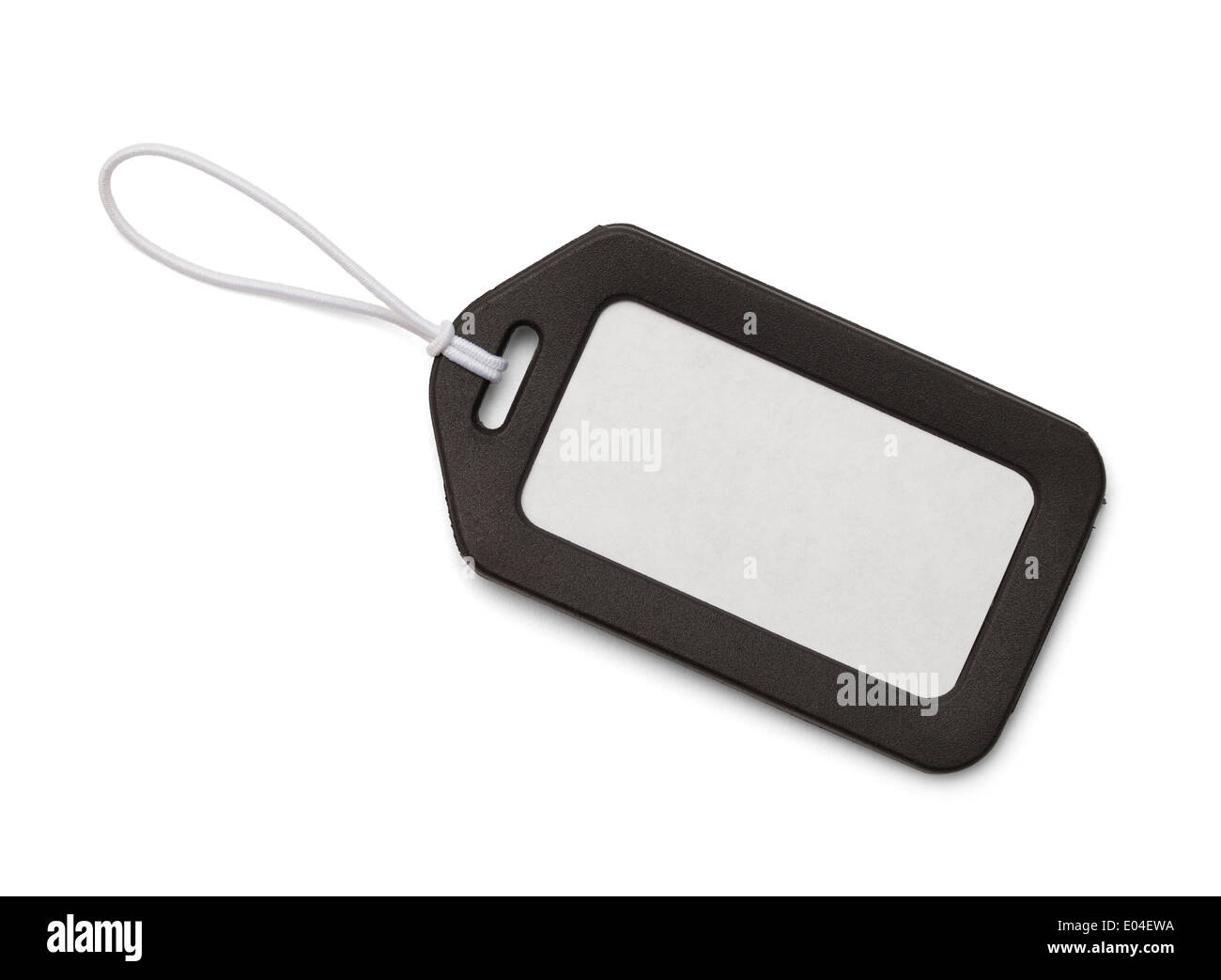 Black Bag Tag with Copy Space Isolated On White Background. Stock Photo