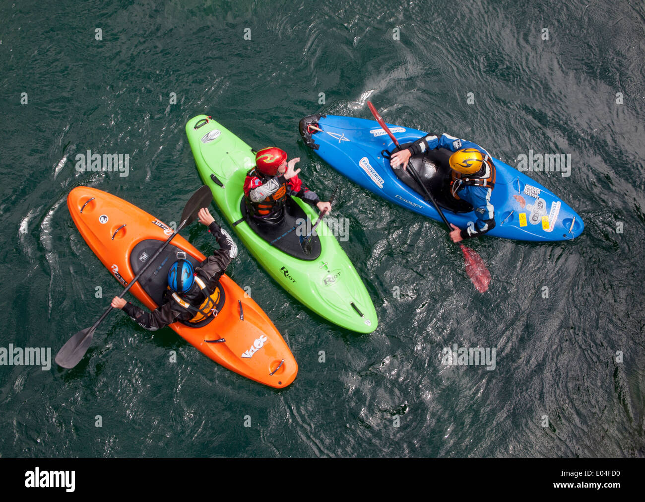 whitewater kayakers on the Swiss verzasca river Stock Photo Alamy