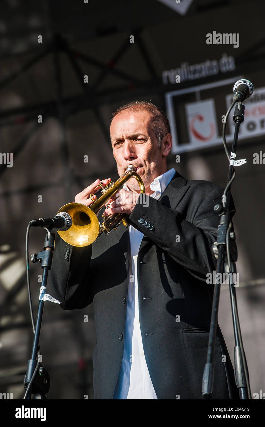 Turin, Italy. 01st May, 2014. ' Torino Jazz Festival ' Piazza Castello. Masters of the Giuseppe Verdi Conservatory in Turin - Giampaolo Casati Trumpet Credit:  Realy Easy Star/Alamy Live News Stock Photo