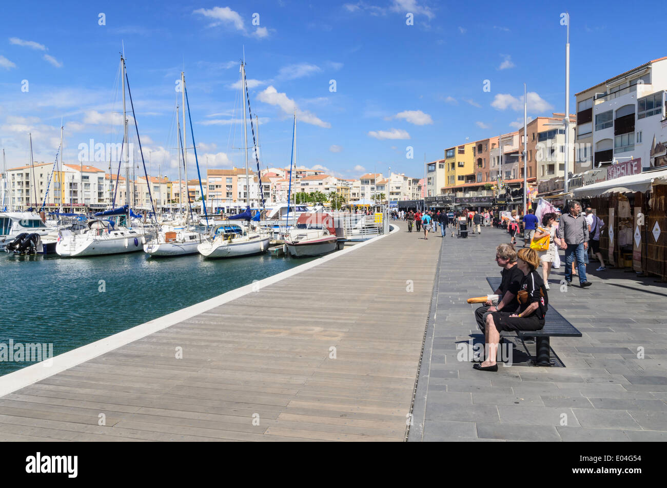 Cap d'Agde marina promenade, Herault, Languedoc-Roussillon, France Stock Photo