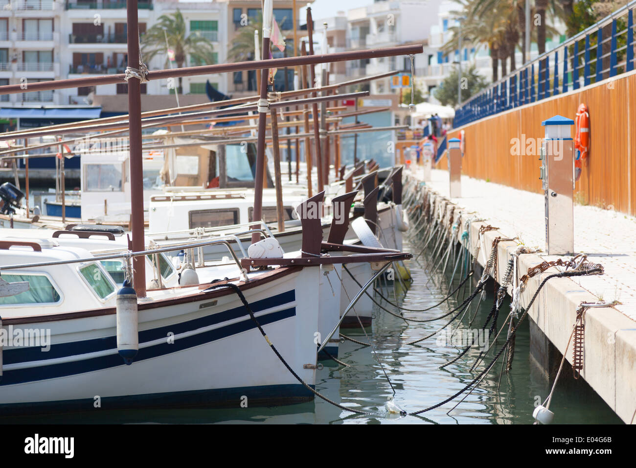 Boats in harbor at cala bona majorca Stock Photo - Alamy