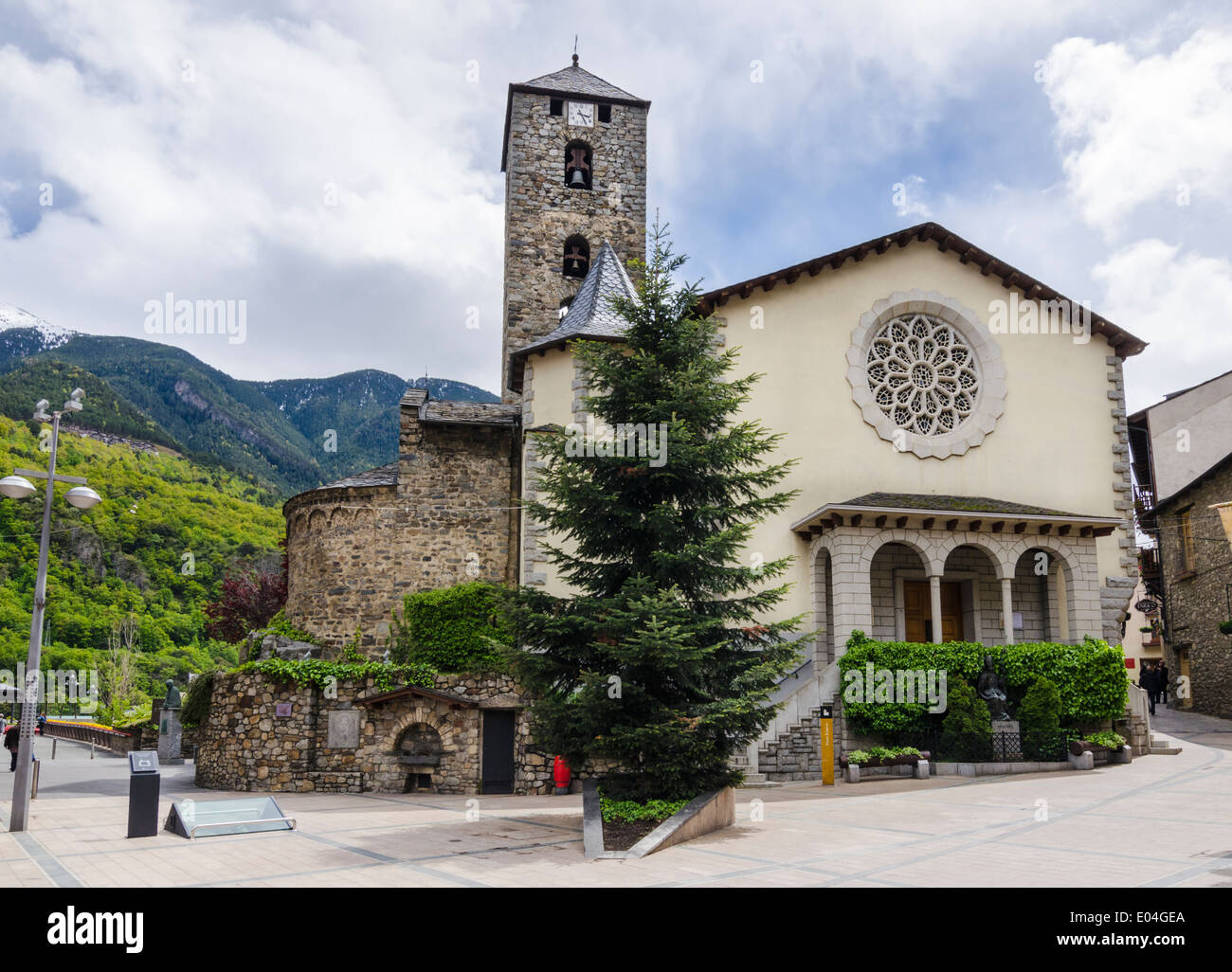 Church of Sant Esteve, Placa del Princep Benlloch, Andorra la Vella, Andorra Stock Photo