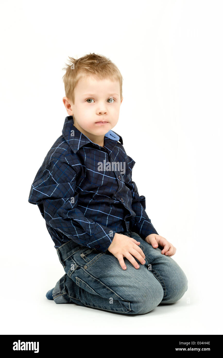 Studio portrait of young beautiful boy on white background Stock Photo ...