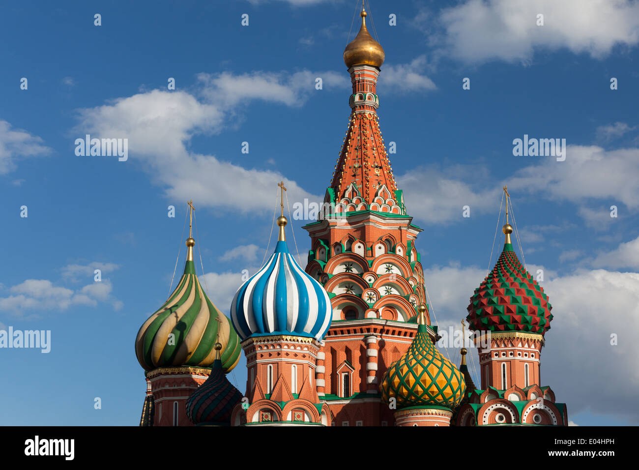 Part of Cathedral of the Intercession of the Blessed Virgin on the Moat (a.k.a. Cathedral of Vasily the Blessed), Moscow, Russia Stock Photo
