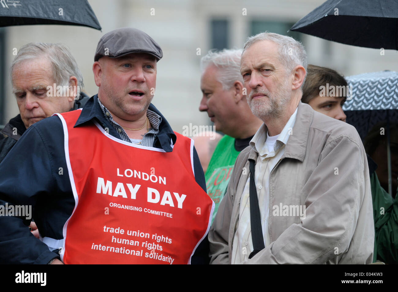Jeremy Corbyn MP (Labour member for Islington North) and May Day Organising Committee member at the May Day rally, London 2014 Stock Photo