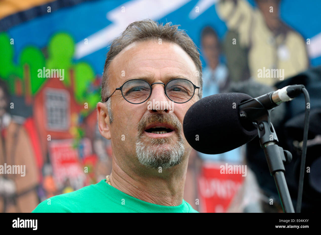 Peter Pinkney (RMT President) May Day, London, 2014. Speaking at the rally in Trafalgar Square. Stock Photo
