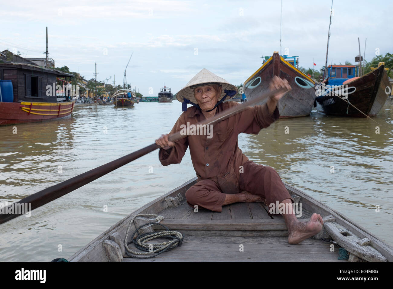 Tour Boat in Hoi An Stock Photo