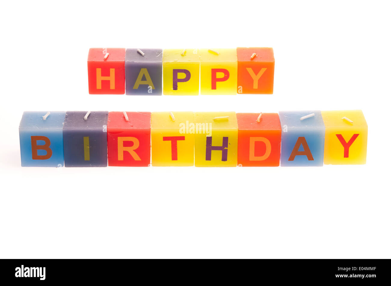 colorful happy birthday cubes Stock Photo