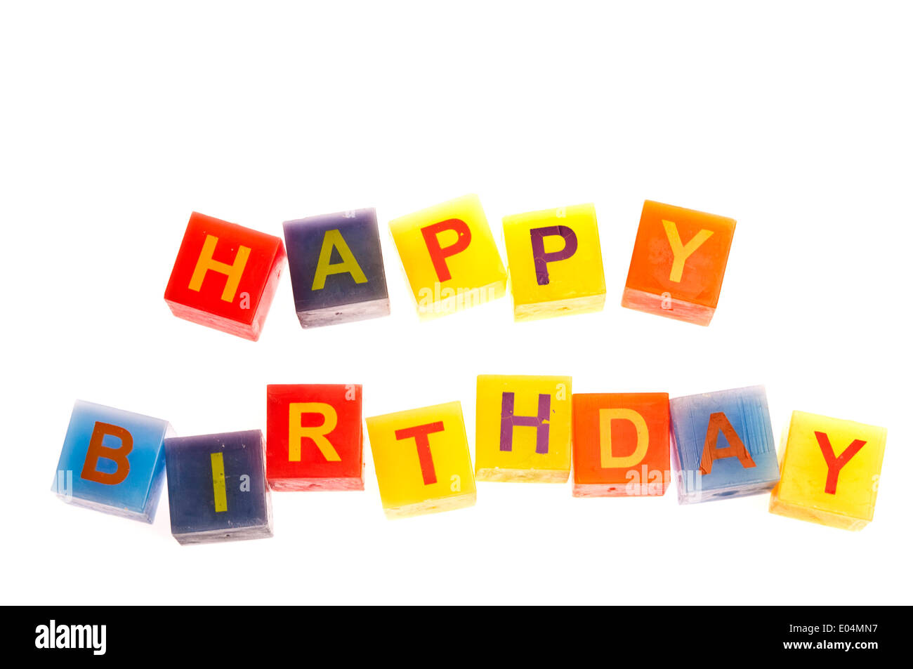 colorful happy birthday cubes Stock Photo