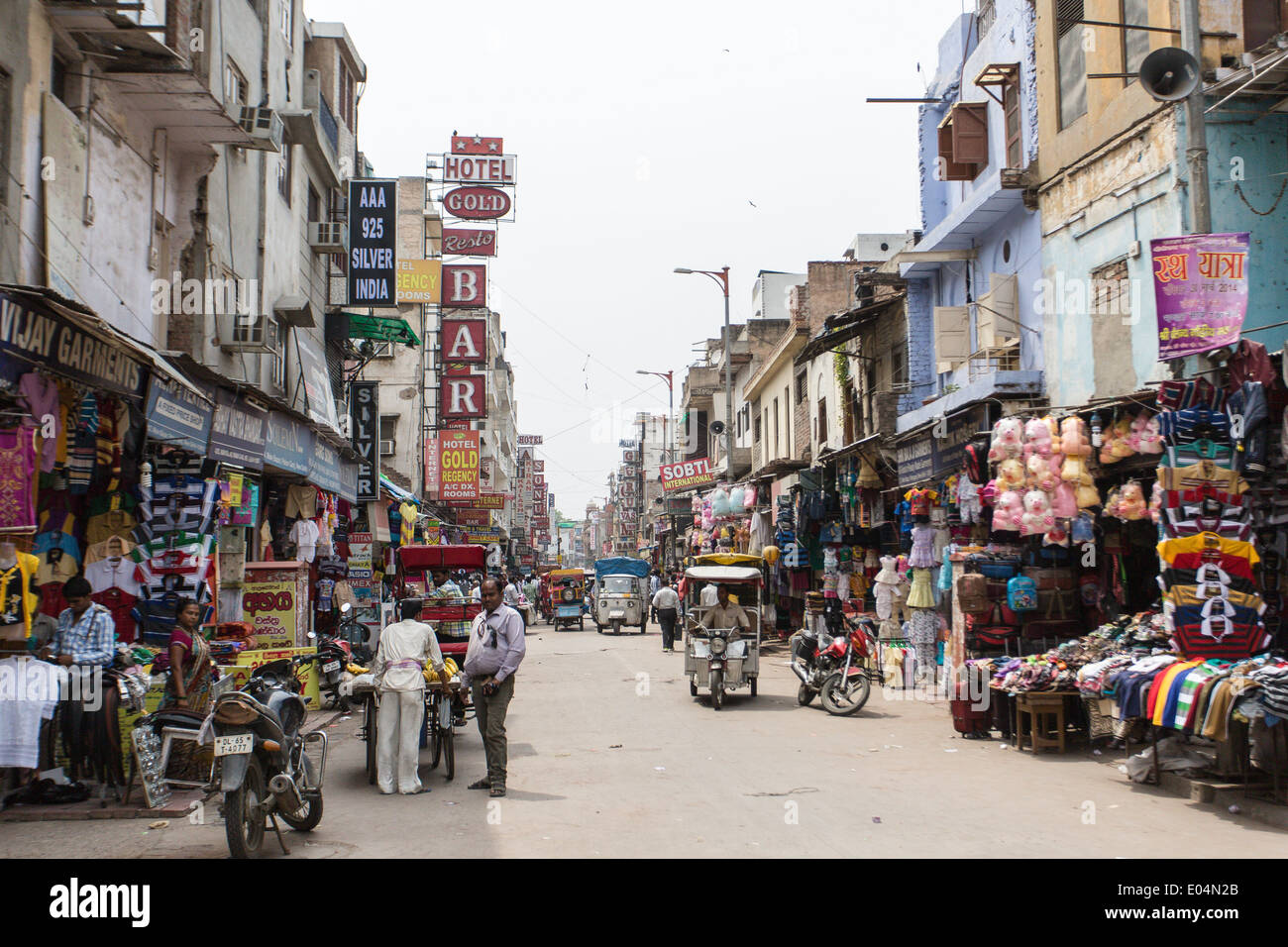 Main Bazar, Paharganj, Central Delhi, April 2014 Stock Photo
