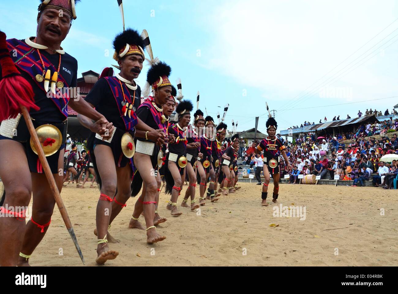 Nagaland, India. 2nd May, 2014. Naga tribesmen in traditional attires ...