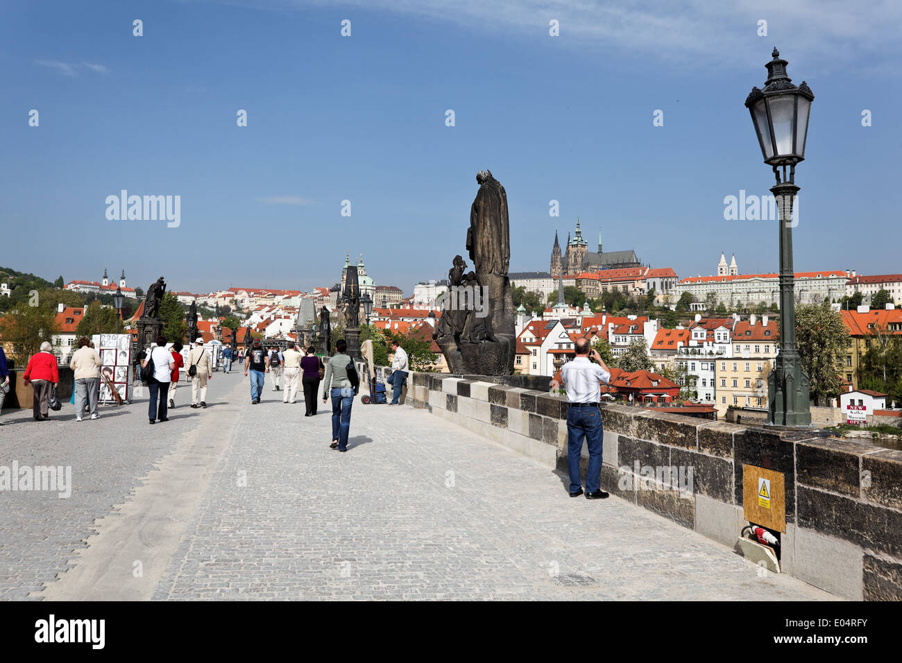 Prague, on the Karl's bridge, Prag, auf der Karlsbruecke Stock Photo