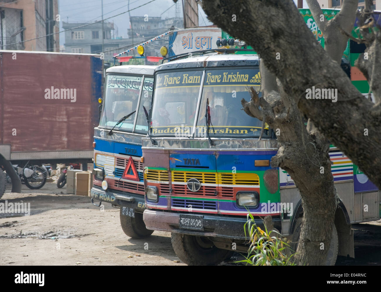 Trucks in Kathmandu, Nepal. Stock Photo