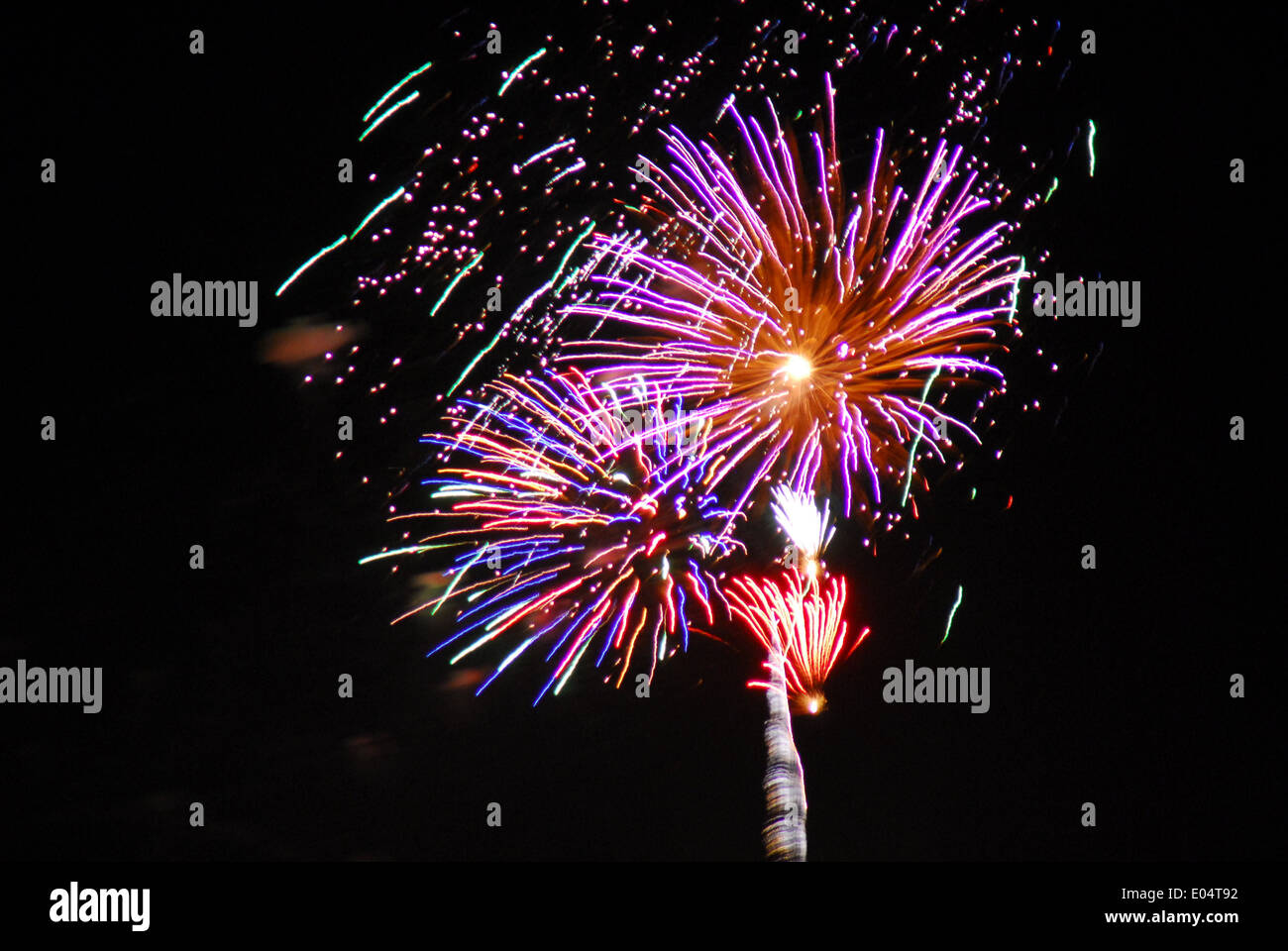 4th of July fireworks display of many colors. Stock Photo