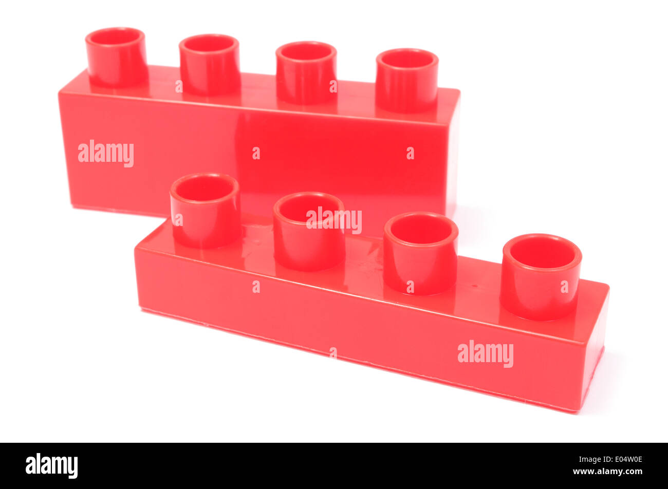 Closeup of red building blocks, building blocks for children. Isolated