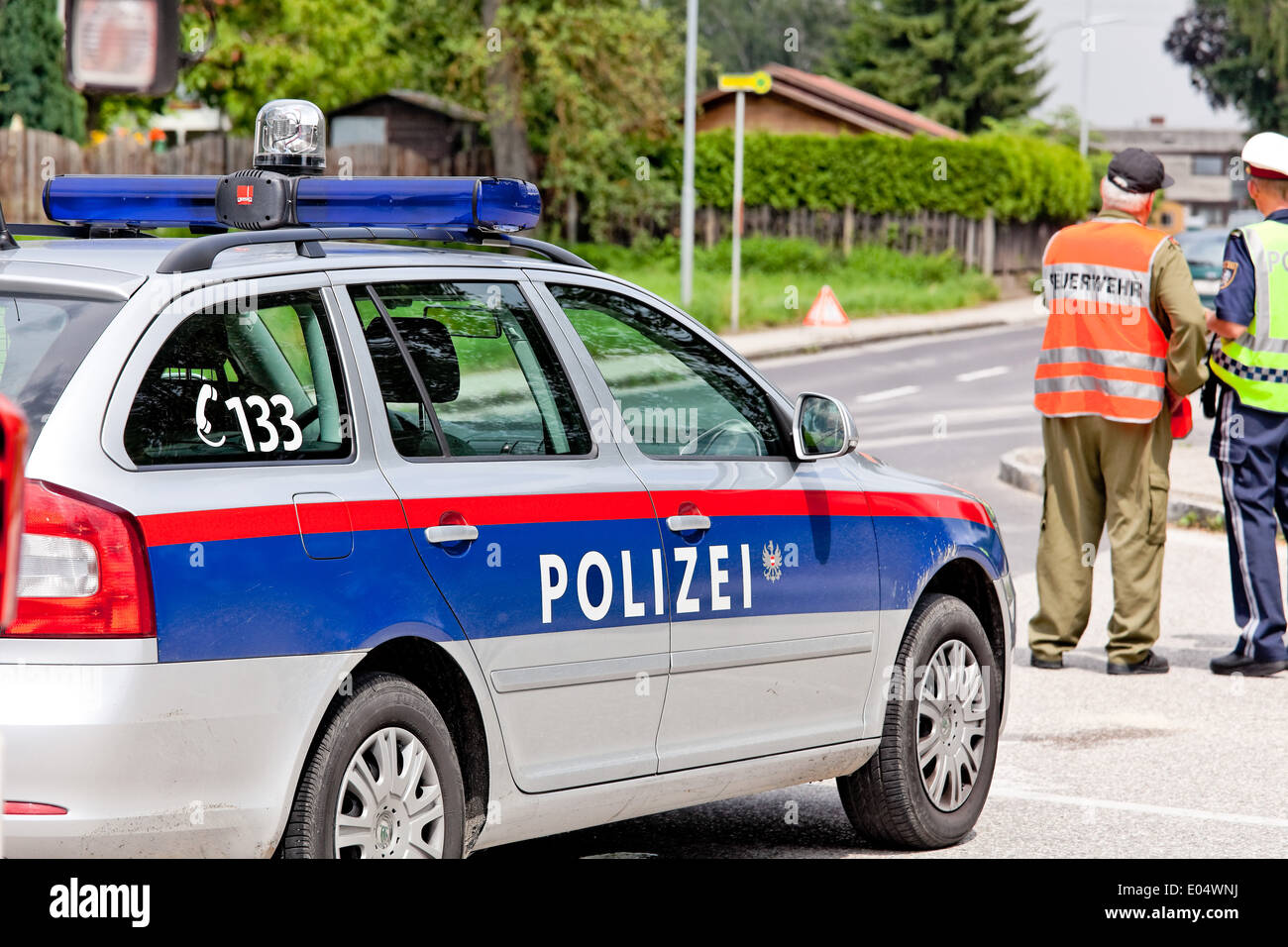 Austrian insurance policy coach, Oesterreichisches Polizeiauto Stock Photo