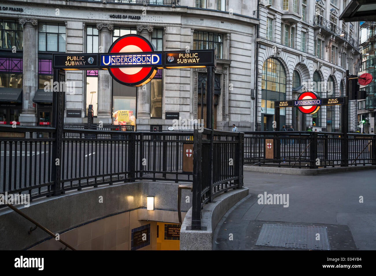 Monument Underground station, City of London, England, UK Stock Photo