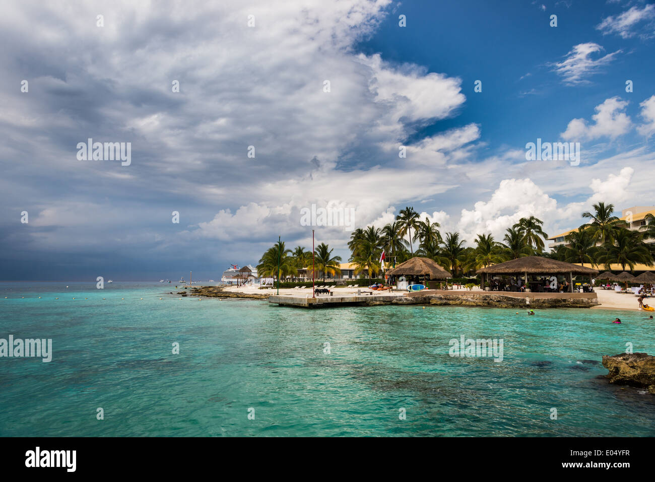 An open-air restaurant at a beach resort. Cozumel, Mexico. Stock Photo