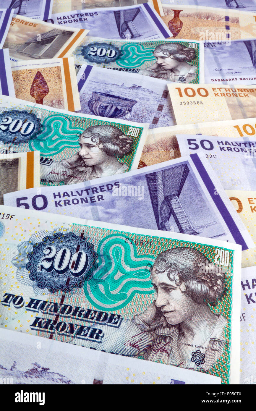Danish crowns. Currency from Denmark in Europe., Daenische Kronen. Waehrung aus Daenemark in Europa. Stock Photo