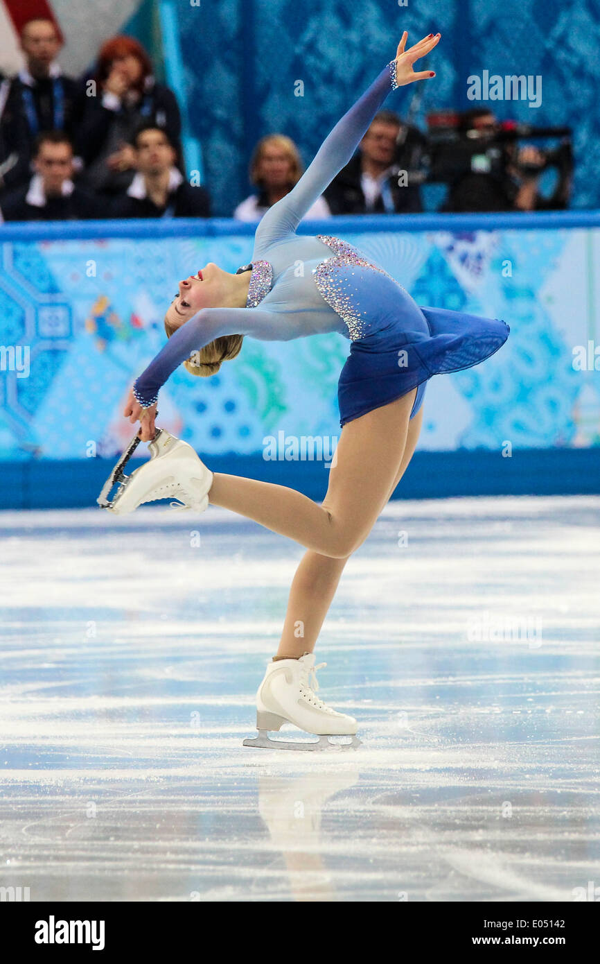 Gracie Gold (USA) competing in Team Ladies Free Skating at the Olympic Winter Games, Sochi 2014 Stock Photo