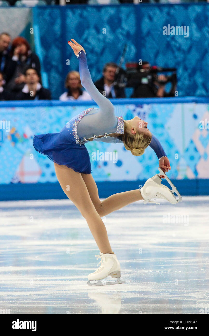 Gracie Gold (USA) competing in Team Ladies Free Skating at the Olympic Winter Games, Sochi 2014 Stock Photo