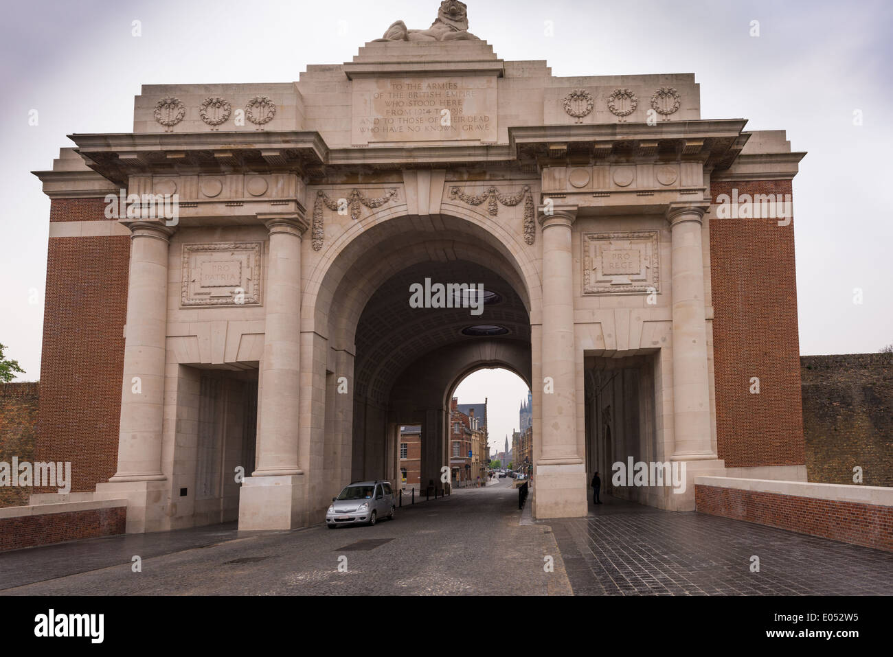 The Menin Gate memorial, Ypres, recording the names of soldiers missing in WW1 battles in the Ypres area Stock Photo