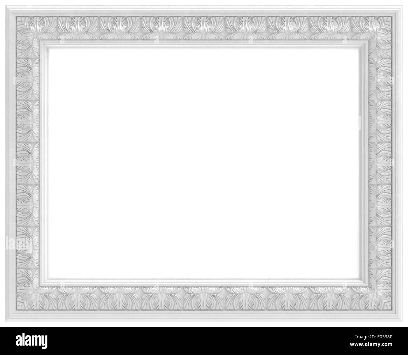 white carved frame for picture (isolated on white background Stock