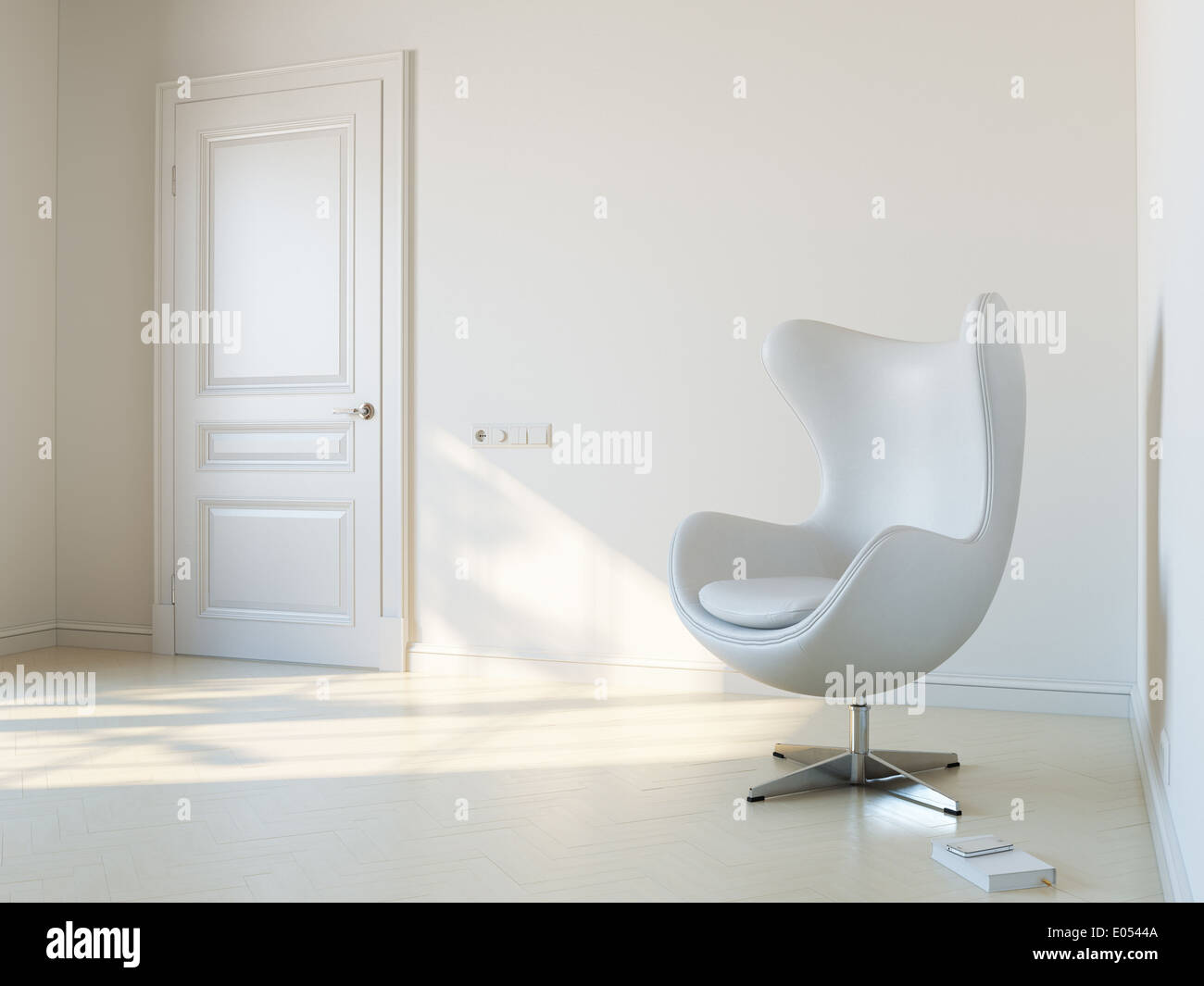 Minimalist White Interior Room With Luxury Armchair Stock Photo - Alamy