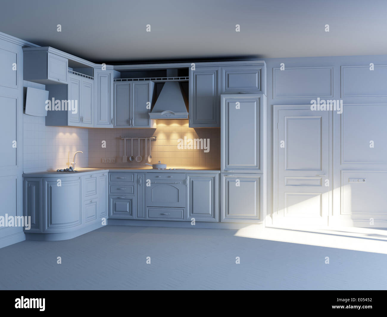 Beautiful kitchen furniture made of wood Stock Photo Alamy