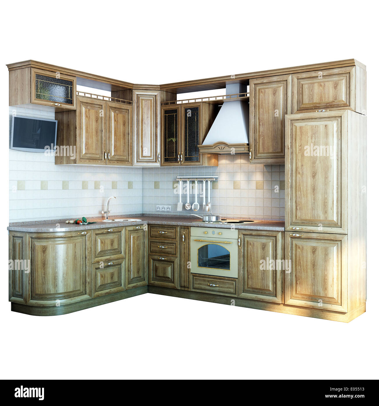 Beautiful kitchen furniture made of wood Stock Photo Alamy