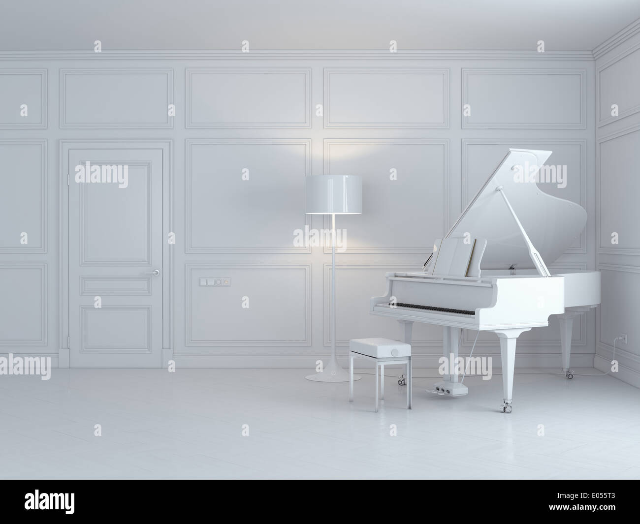 white piano in a white interior Stock Photo - Alamy