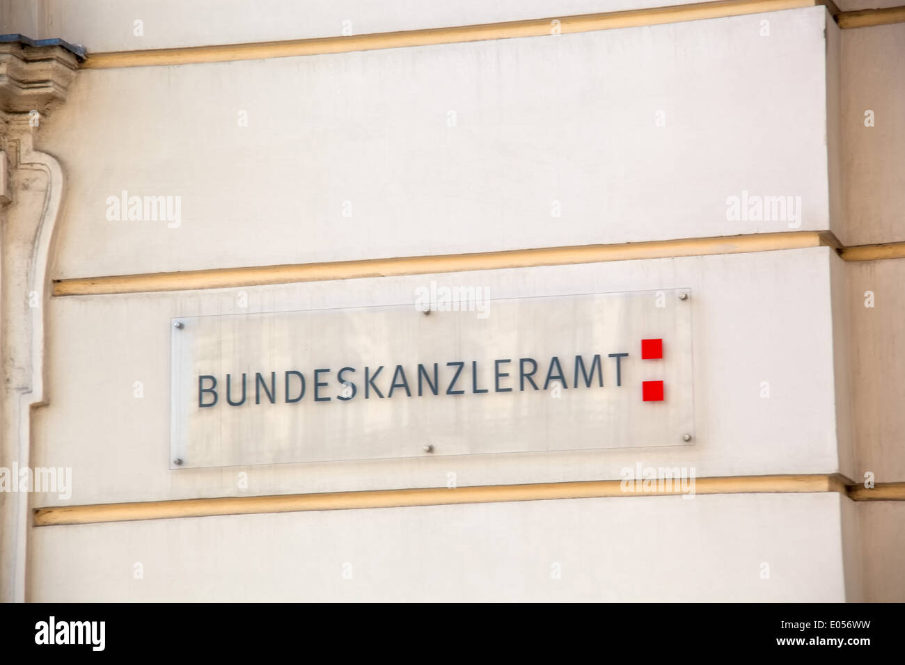 'The sign ''Office of the Federal Chancellor'' in Vienna, Austria', 'Das Schild ''Bundeskanzleramt'' in Wien, oesterreich' Stock Photo