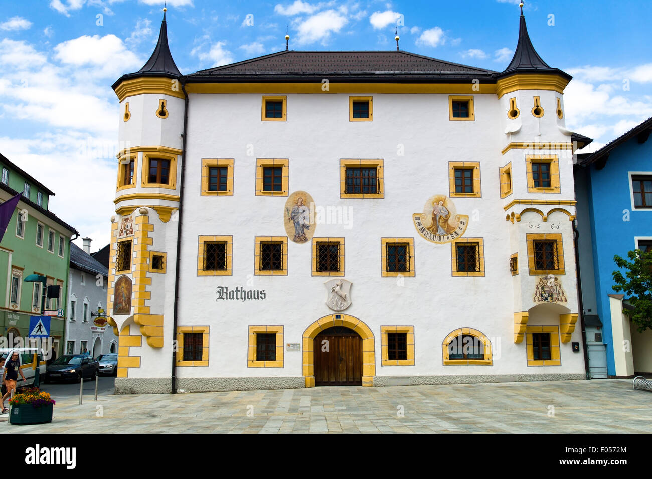 The historical city hall in Gm?nd, Carinthia, Austria, Das historische Rathaus in Gmuend, Kaernten, oesterreich Stock Photo