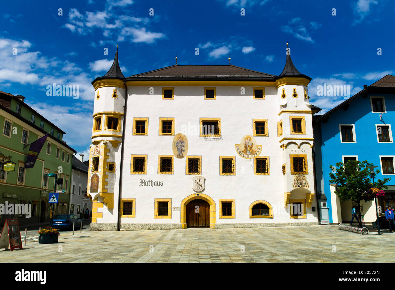The historical city hall in Gm?nd, Carinthia, Austria, Das historische Rathaus in Gmuend, Kaernten, oesterreich Stock Photo