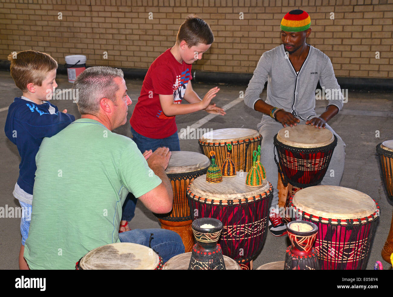 Playing drums at African Craft Market at Rosebank Shopping Centre