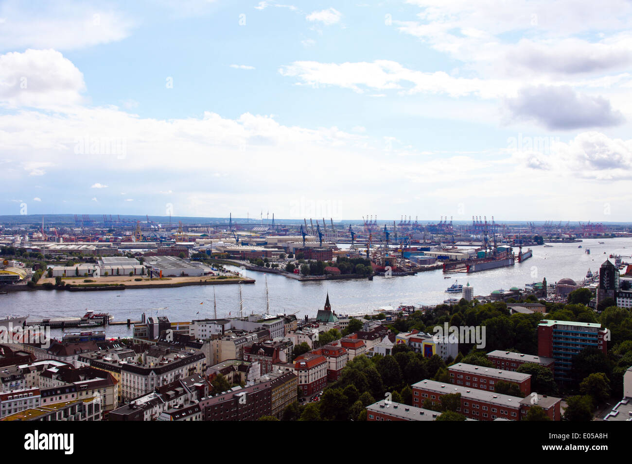 View Germany Europe harbour Hamburg countries trips skyline town town view city travel town tourism tourism German to German one Stock Photo