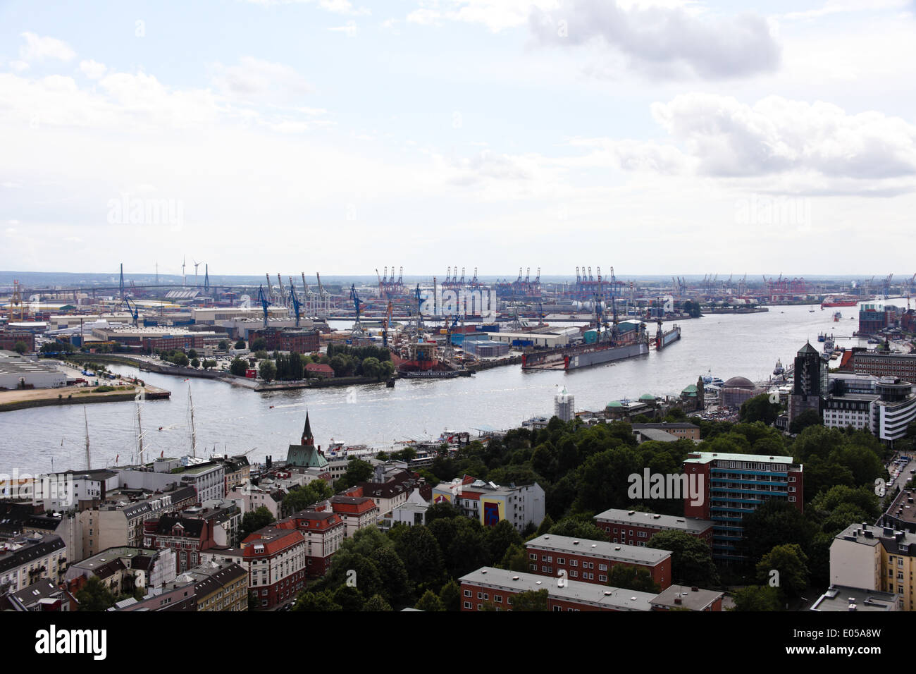 The harbour of Hamburg in Germany, Der Hafen von Hamburg in Deutschland Stock Photo