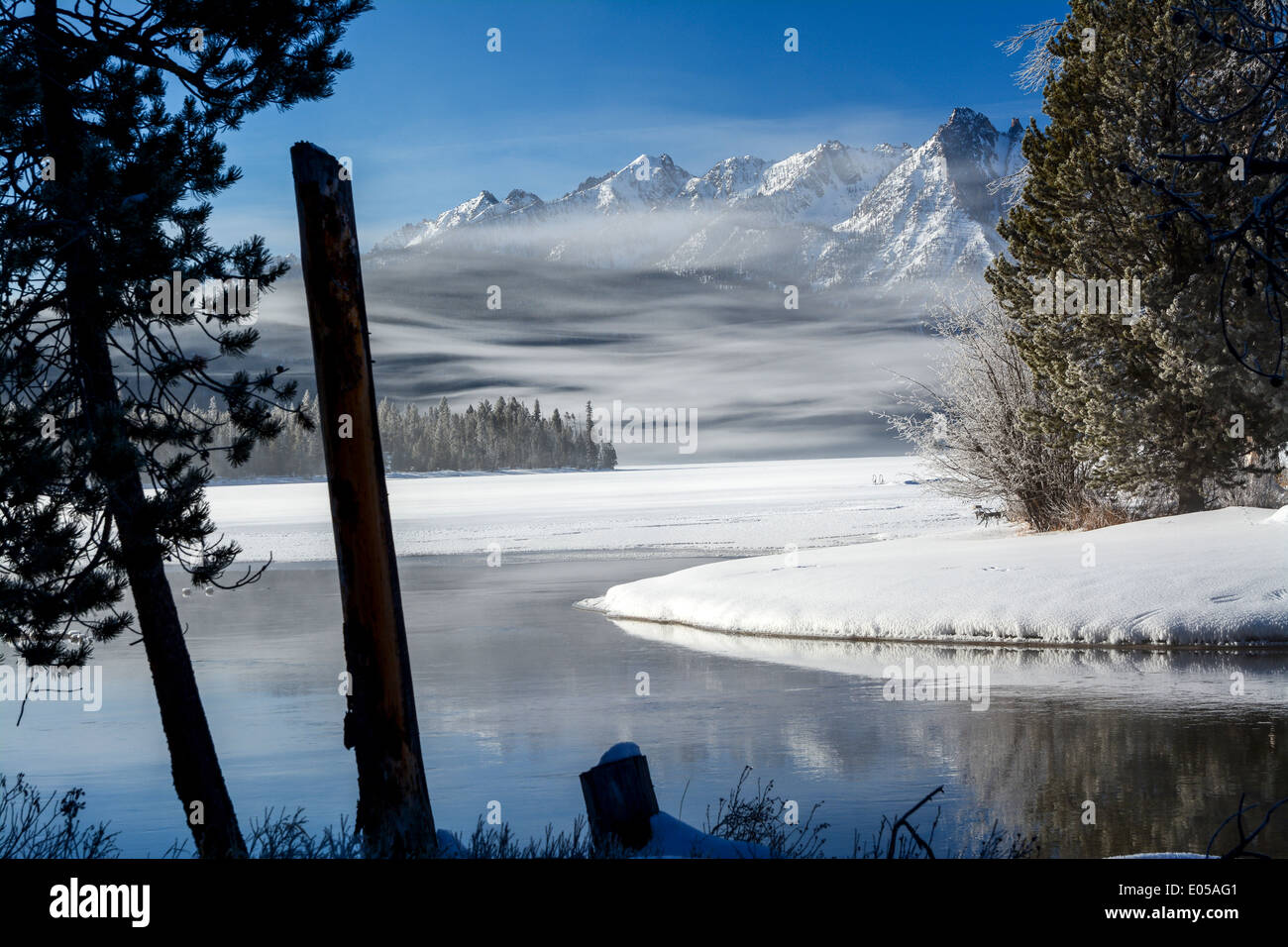 Cold winter morning at Redfish lake Idaho Stock Photo Alamy