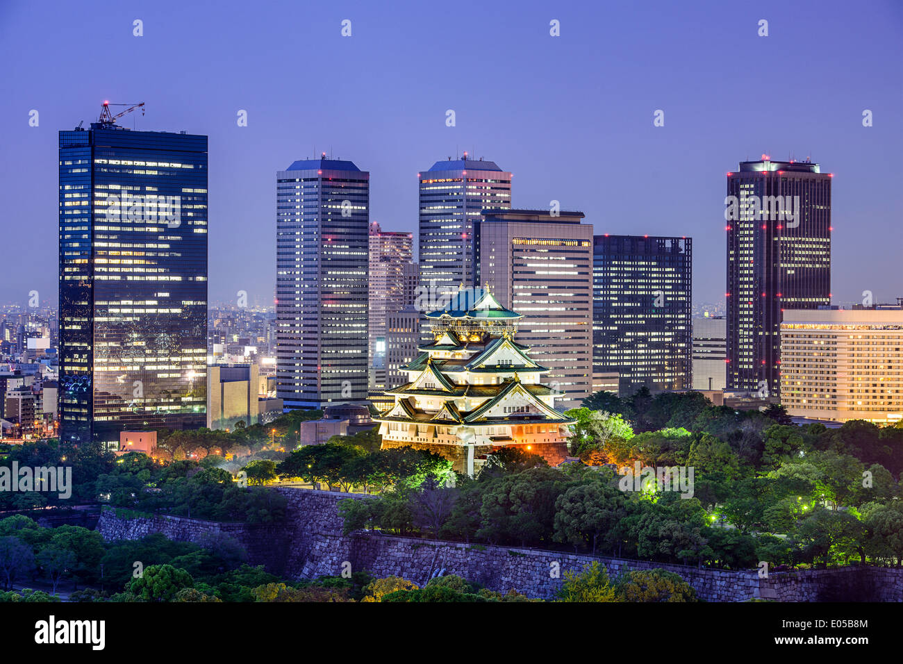 Osaka, Japan at Osaka Castle and Business Park. Stock Photo