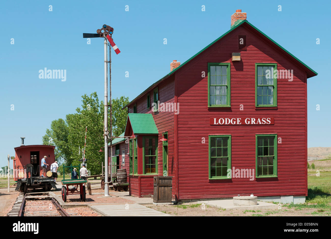 Montana, Hardin, Big Horn County Historical Museum, Lodge Grass Depot, railroad station dates from 1906 Stock Photo